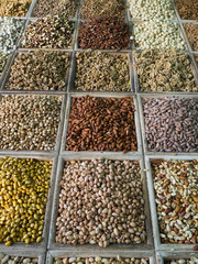 Different nuts in the street shop in Dubai
