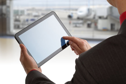 Digital tablet at airport