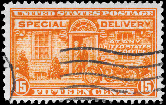 USA - CIRCA 1931 Postman and Motorcycle