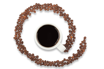 Coffee cup and email symbol from coffee crops