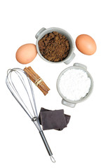 Sweet ingredients for cake, isolated