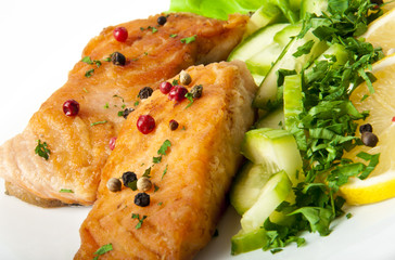 Fish dish - grilled salmon with vegetables