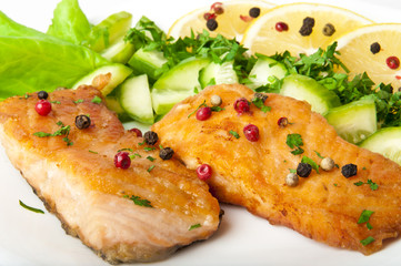 Fish dish - grilled salmon with vegetables