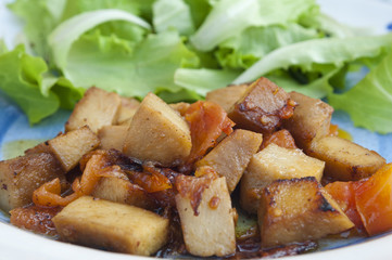 Seitan and salad