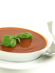 Tasty tomato soup for a starter, isolated