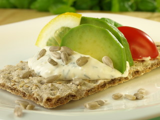 Diet slice of bread with avocado