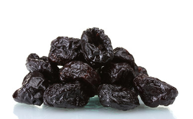 yummy dried plums isolated on white