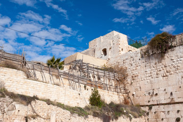 Ancient walls of the Temple mount in Jerusalem, Israel