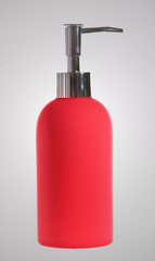 red pump soap bottle