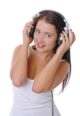 Naklejka premium Beautiful girl with headphones