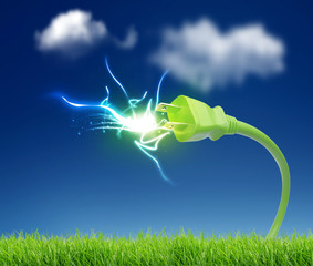 green plug with electricity