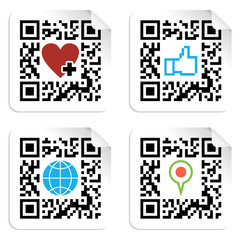 Set of QR codes with social media icons