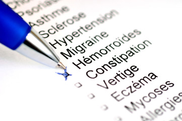 Questionnaire médical hémorroïdes