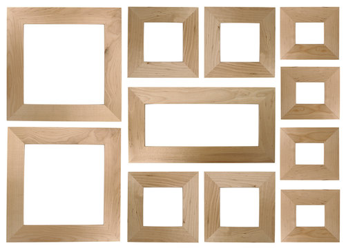 Blank wooden frames for photos