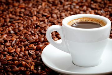 coffee beans with white cup