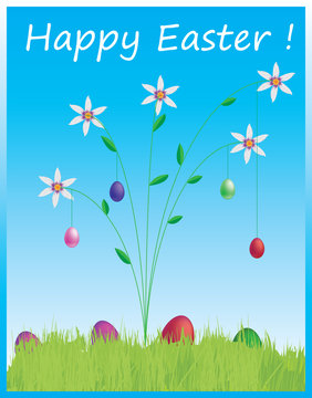 Vector Easter Card with flowers and eggs