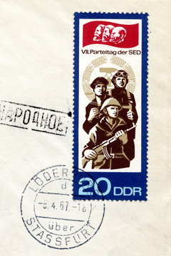 Vintage german postage stamp "Socialist Unity Party of Germany"