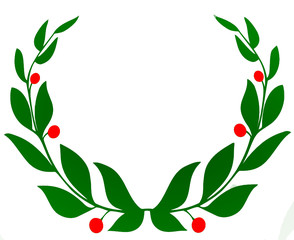 coroa verde com bagas vermelhas