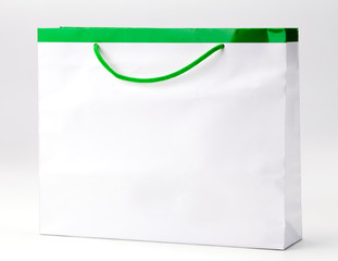 White and green shopping bag.