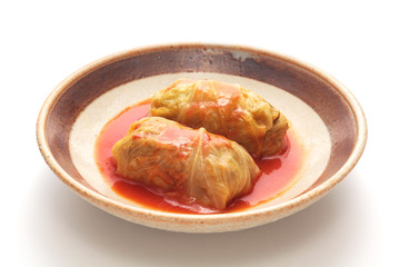 Cabbage roll with tomato sauce