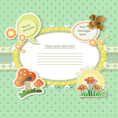 Vector baby card with scrapbook elements