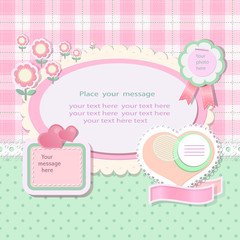 Pastel background with scrapbook elements