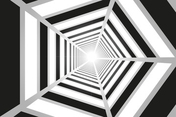 Naklejka premium Light in the end of the tunnel | Optical illusion. Vector