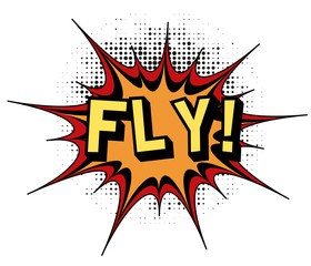 Fly.Comic book explosion.
