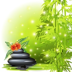 Plakat Spa-Zen-Benessere e-Pietre Bambu-Stones i Bamboo Pielęgnacja ciała