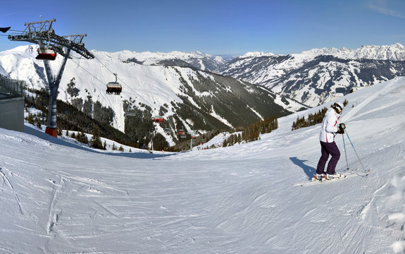 Panorama of Zell am See ski resort, Austria