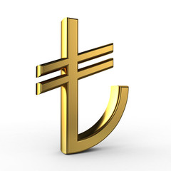3d Gold TL symbol(Turkish Liras)isolated