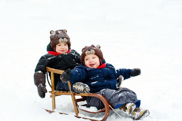 Boys in the sled