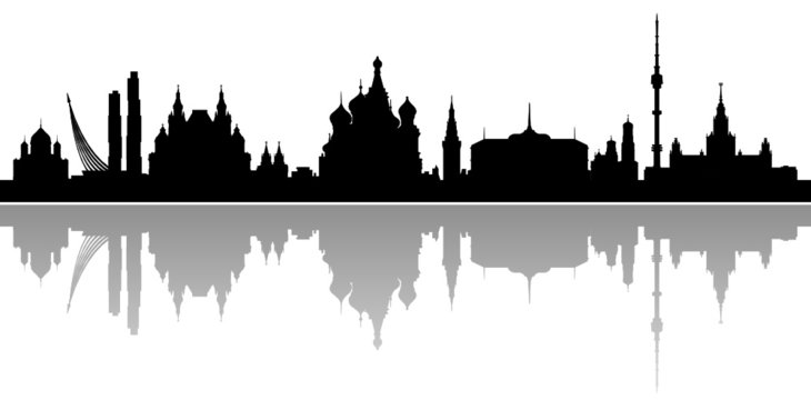 Moskau Skyline detailliert Spiegelung