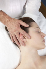 Fototapeta na wymiar ear balancing massage