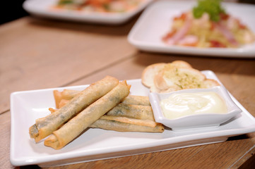 Spring rolls on a plate