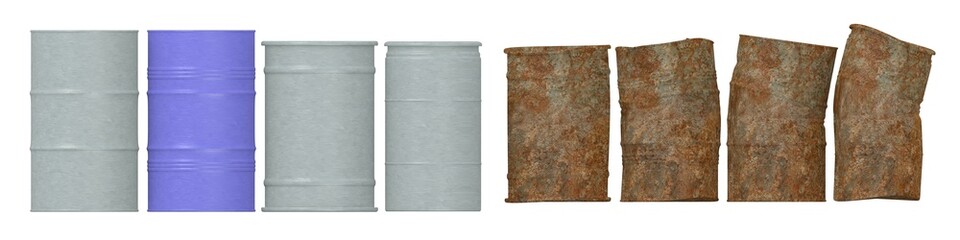 3d render of metal barrels