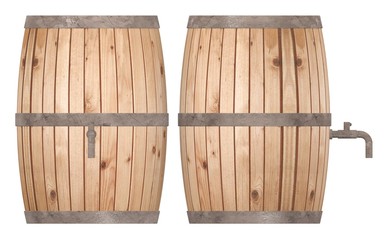 3d render of wooden barrels