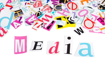 The letters which have been cut out from newspapers - Word MEDIA