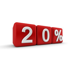 3D red blocks with twenty percent text