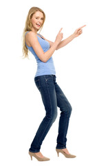 Beautiful woman pointing