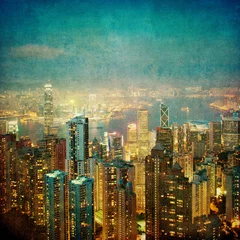 Abwaschbare Fototapete Vintage-Bild von Hongkong © javarman