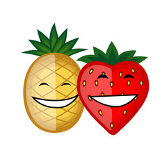 Funny fruits smiling together for your design
