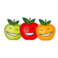 Funny fruits smiling together for your design