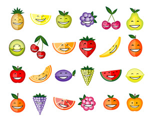 Funny fruit characters smiling for your design