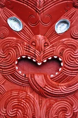 Poster Maori Carving, Rotorua, North Island, New Zealand. © No Drama Llama