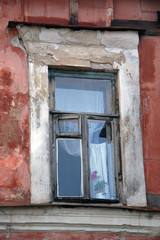 Traditional window in the old Russian house