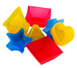 A set of molds for biscuits isolated on a white background.