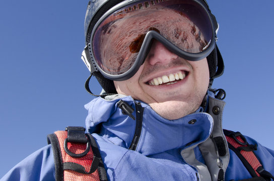Male skier smiling