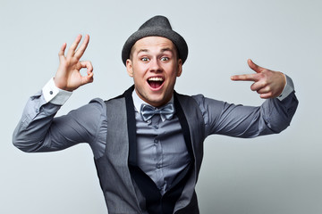 Funny guy gesturing