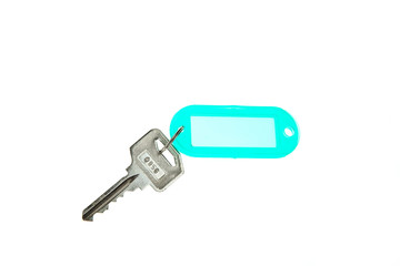 Key with blank label isolated on white background